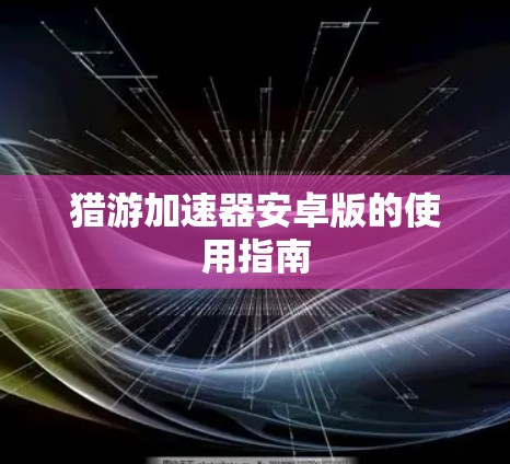 猎游加速器安卓版的使用指南